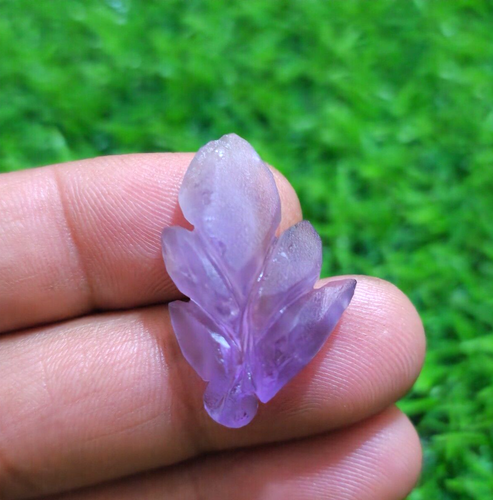 27.30 Carat Natural Raw Purple & Yellow Ametrine Flower Carving Loose Gemstone - Picture 2 of 7