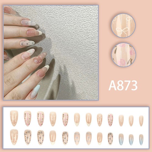 24 Pcs Press On Nails Pink Gradient Fake Nails Glossy Artificial Finger Manic _t - Bild 6 von 7