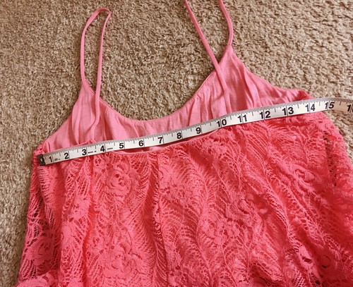Bella D. juniors Large laced tank crop top New With Tags coral pink - Picture 7 of 12