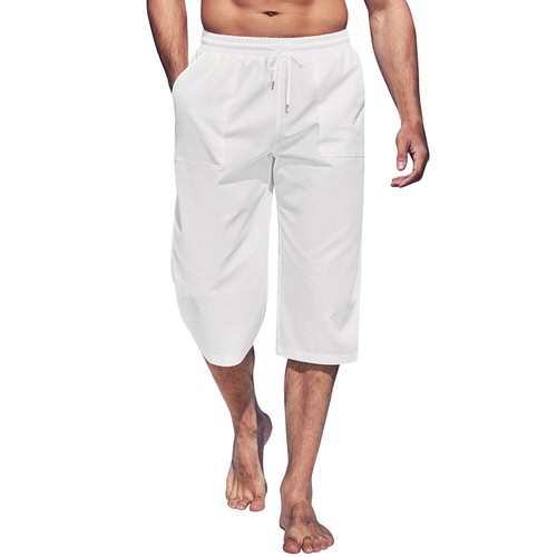 Herren 3/4 Capri Hose Bermudas Shorts Kordelzug Kurze Hosen Cargohose Strandhose - Bild 9 von 18