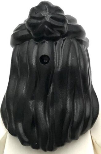 Lego New Black Minifigure Hair Female Long Parted Bangs Swept Back in Bun Part - Picture 2 of 2