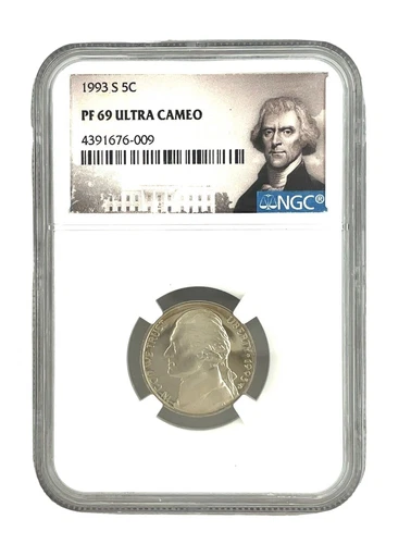 1993 S  GEM PROOF THOMAS JEFFERSON NICKEL NGC PF69 ULTRA CAMEO 5c CENT