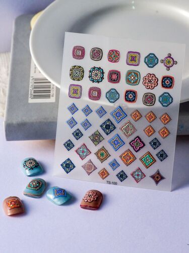 1sheet Geometric Flower Pattern Nail Art Sticker Nail Decals Nail Decoration - Picture 2 of 7