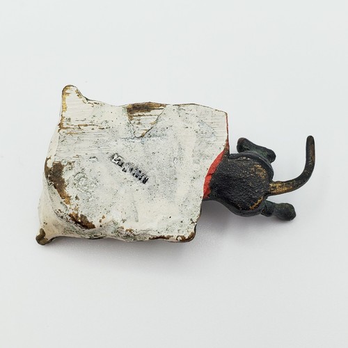 Seltenes antikes Miniatur kalt bemaltes österreichisches Bronze-Dackelkissen signiert??B - Bild 7 von 7