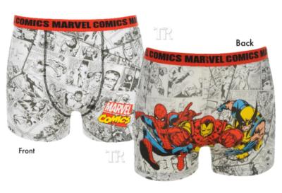 colour characters on the back Mens Boxer Shorts Marvel Monochrome comic pages