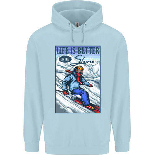 Skiing Life Better on the Slopes Ski Skier Childrens Kids Hoodie - Picture 30 of 68