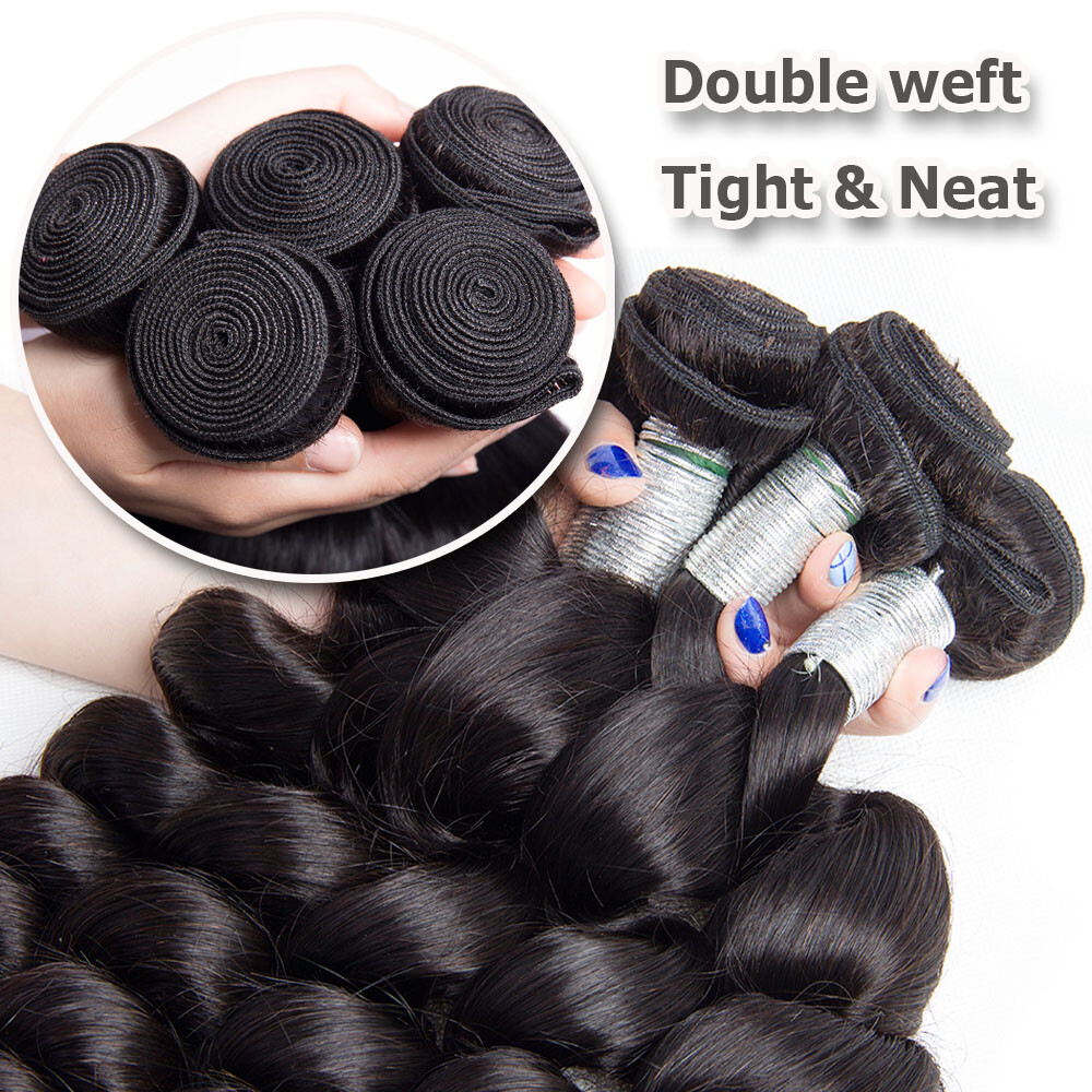 BLACK Hair Bundles Loose Wave Indian Virgin Human Hair Extensions 1-4bundles US 25% ZNIŻKI