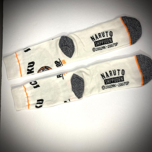 ICHIRAKU RAMEN SHOP SOCKS white black orange naruto shippuden kanji MENS CREW - Picture 3 of 3