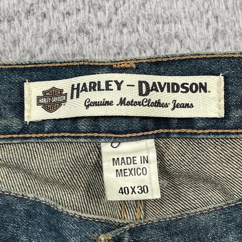 Pantalones de mezclilla Harley Davidson para hombre 40x30 corte bootcut descolorido cremallera mosca lavado medio - Imagen 3 de 17