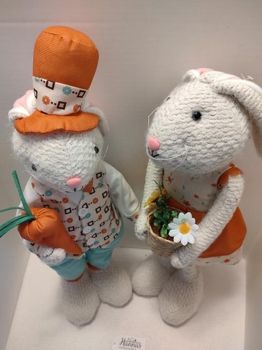 Bohemian Bunny Stander Pair Stretching Legs Spring Decor Hannas Handiworks - Picture 4 of 4