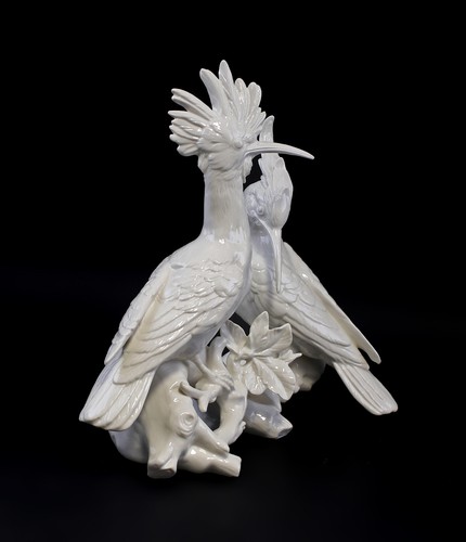 9959426 Ens statuina porcellana Wiedehopf coppia bianca 27x27 cm - Foto 4 di 4