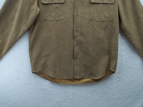 Montage Mens Brown Polyester Button Up Shirt Long Sleeve Size L Seude Looking - Picture 3 of 11
