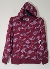 Marvel Spiderman Zip Hoodie Sweater Kids Large Full Zip Sweatshirt NEW