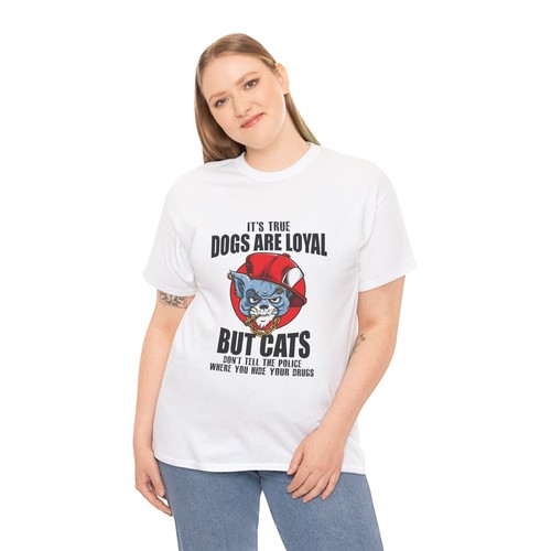 T-shirt maglietta unisex Cat Lover cotone pesante 'Non dirò alla polizia' - Foto 6 di 118