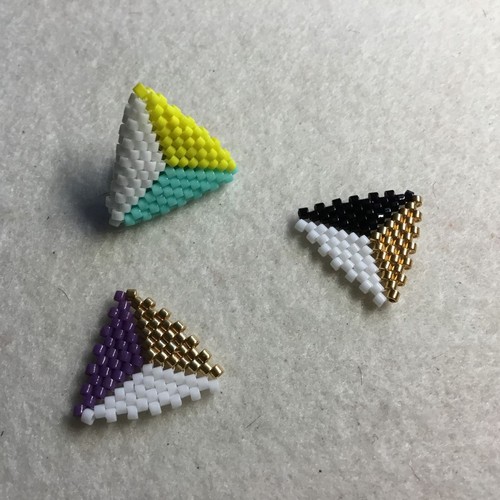 Perlen Dreieck 3D Ohrstecker Handarbeit mit Miyuki Glas Delica Perlen Tri - Bild 1 von 13