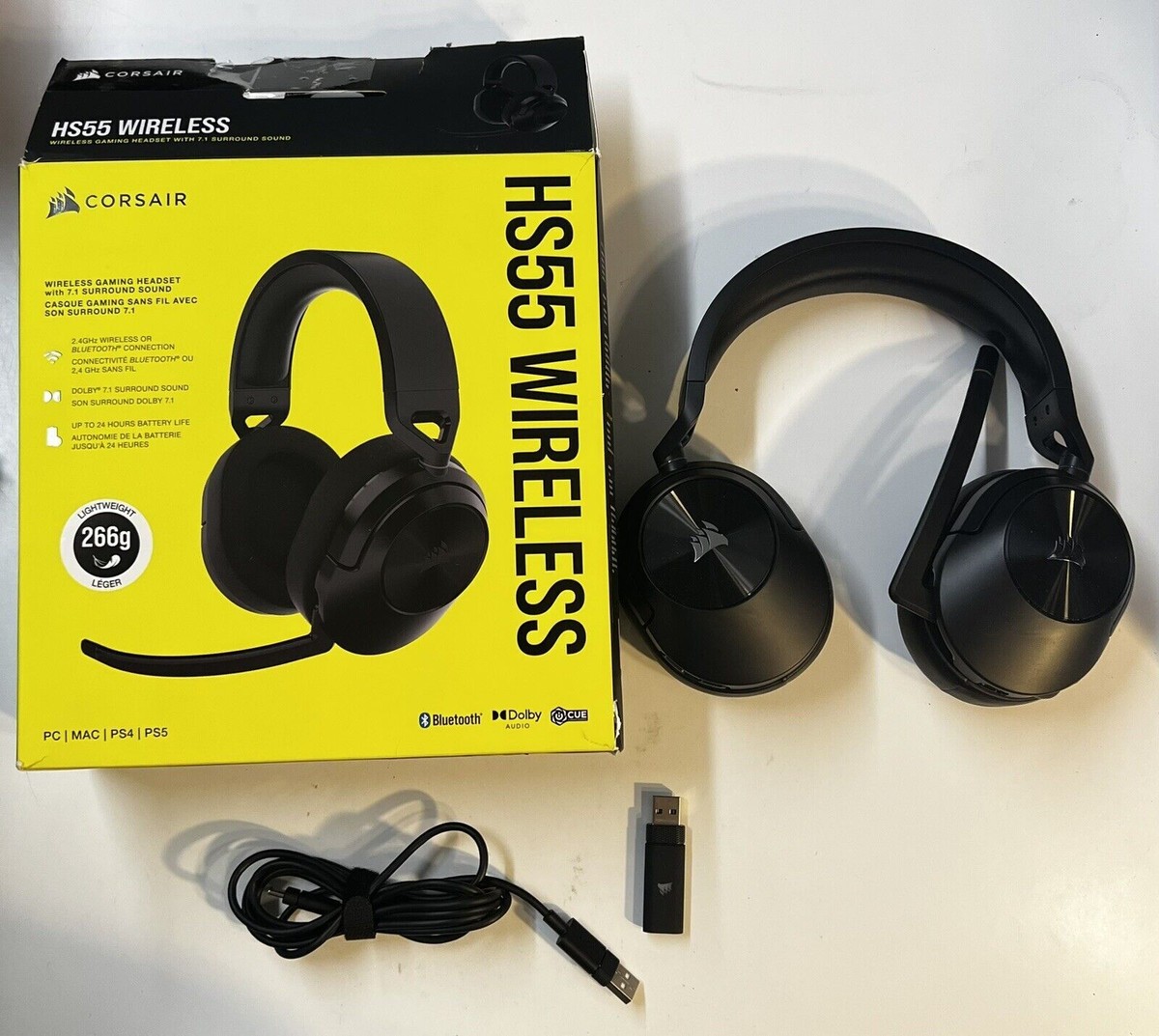 Casque PC Corsair Casque Gaming Sans Fil Hs55 Wireless Carbon, PC Et