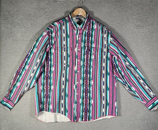 Wrangler Button Up Shirt Aztec USA Made Long Sleeve Heavy Western Mens 17.5