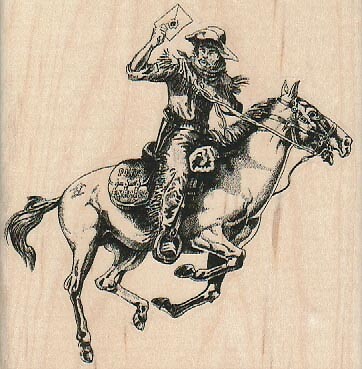 Cowboy Tragebrief 3 3/4 x 3 3/4" Gummistempel, Cowboystempel, Western - Bild 1 von 1