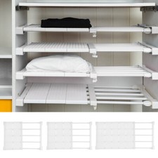 Adjustable Wardrobe Storage Shelves Partition Layered Rack Retractable Organizer