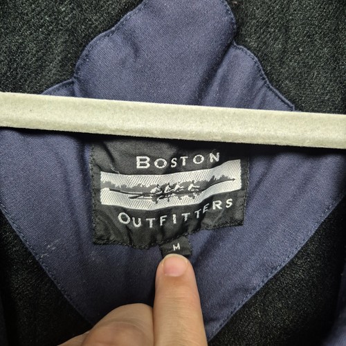 Boston Outfitters Coat Mens Size M Navy Blue Padded Full Zip Pockets Hood - Picture 3 of 7