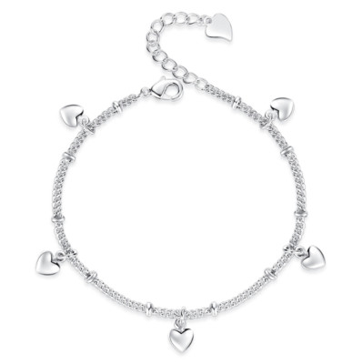 ◎D moment ◎ Zoe heart silver bracelet (925 silver) Sterling Silver Zoe Heart Station Red Bracelet