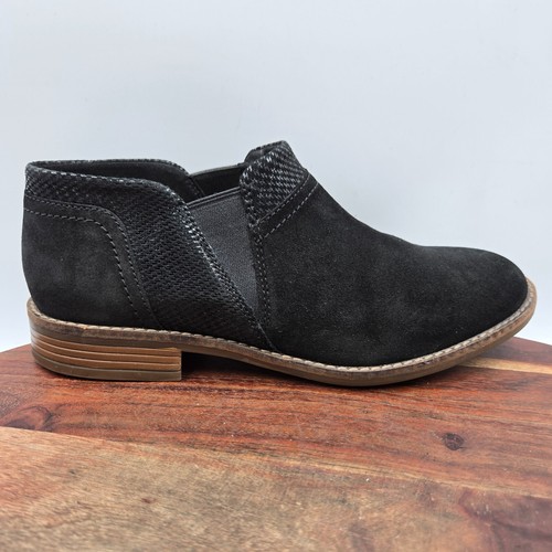Clarks Cazmin Mix Stiefel Damen 8M schwarz Wildleder bequem kurz Stiefelette Chelsea