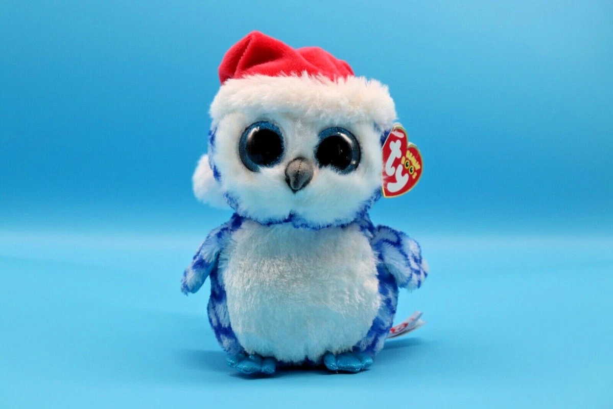 Ty Beanie Boo Blue Christmas Holiday Owl Icicles Santa Hat 6 MWT