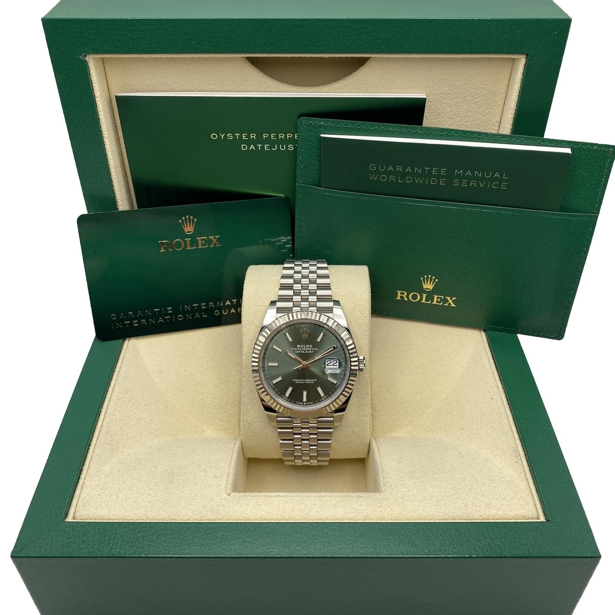 Rolex Datejust 41 Steel White Gold Mint Green Dial Automatic Watch