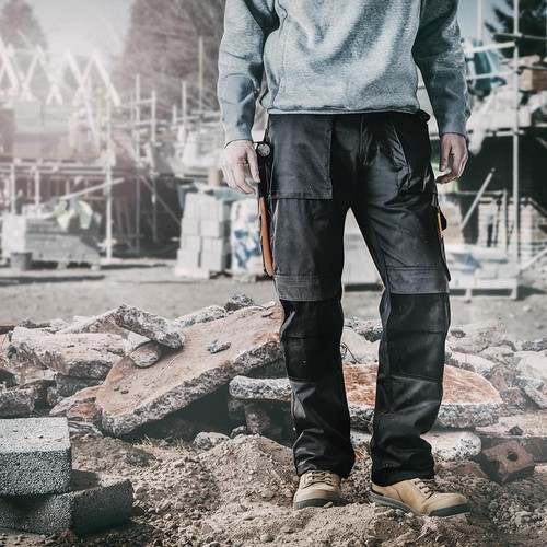 Scruffs Worker Work Trousers Black Regular Fit Cargo Pocket Hammer Loop - Picture 2 of 8