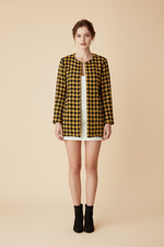 Black Yellow Houndstooth Jacket XS S Coat Wool Punk Steampunk Goth vintage boho