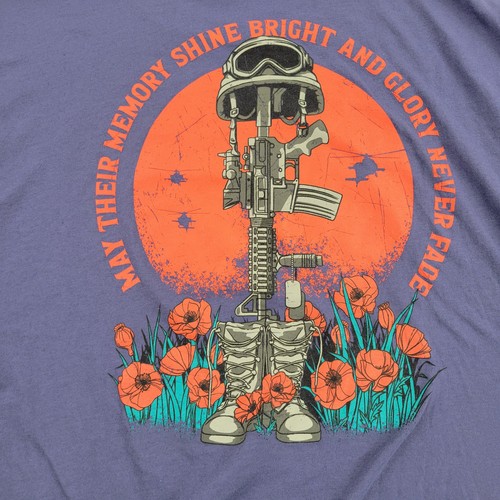 Grunt Style Shirt Mens XL Purple May Their Memory Shine Bright USA Short Sleeve - Picture 5 of 11