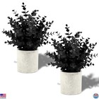 Chic 2-Pack Black Fake Eucalyptus Potted Plants - Halloween Home & Office Decor