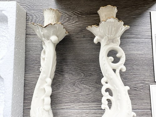 Lenox 24K Gold Trimmed Aquarius Legacy Collection Dolphin Candlestick Holders - Picture 3 of 10
