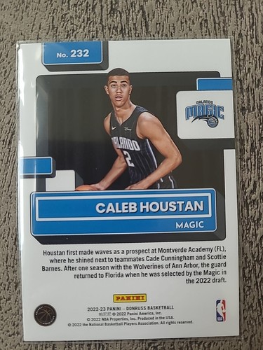2022-23 Panini Donruss Rated Rookie Signatures Caleb Houstan #232 RC Magic NBA - Picture 2 of 2