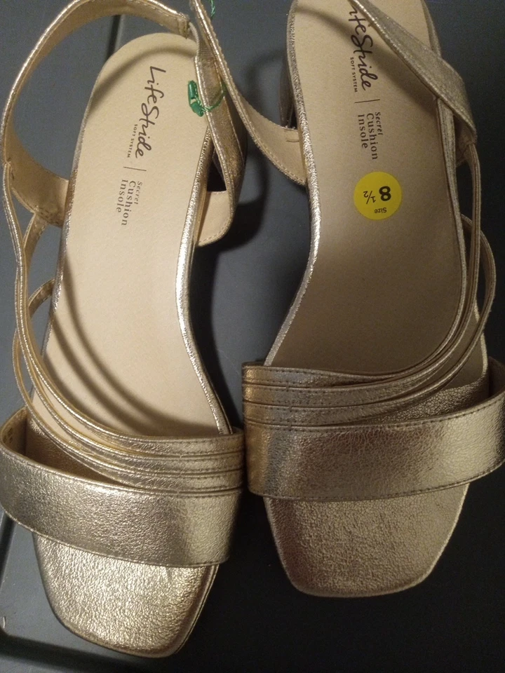 Life Stride 软系统金色闪亮女式 81/2 一脚蹬凉鞋轻便 — 第 4/4 张图片