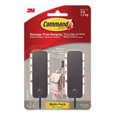 Command Decorative Hooks Medium Matte Black 2 Hook and 4 Strips/Pack 17034MB2ES 3.23 per strip