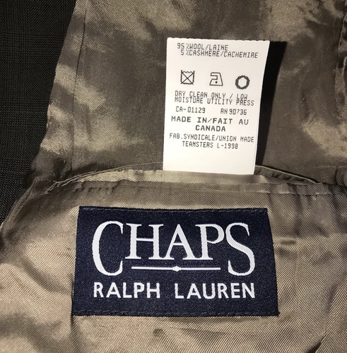 VTG Chaps Ralph Lauren Brown Wool Cashmere Check Men’s Suit 38S Made In Canada - Picture 15 of 24