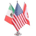  1 Set Metal Flagpole Holder With Flags - Features American/Mexican/Canadian