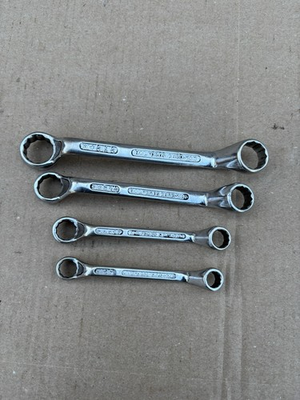 #ad 4 X Halfords England Ring Spanners AF Sizes Old Garage Tools Halfords GBP 15.99