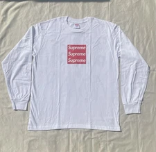 Asspizza Supreme Triple Box Logo Large White Red 2021 2019 New Long Sleeve 