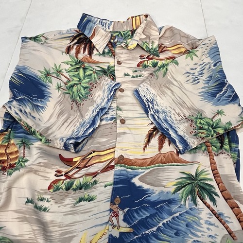 Vintage Reyn Spooner Hawaiian Button Up Shirt Surfer Island Print Small/Medium - Picture 15 of 17