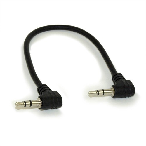 6inch DOUBLE ANGLED 3.5mm Mini Stereo TRS Male to Male Speaker Cable - 第 1/3 張圖片