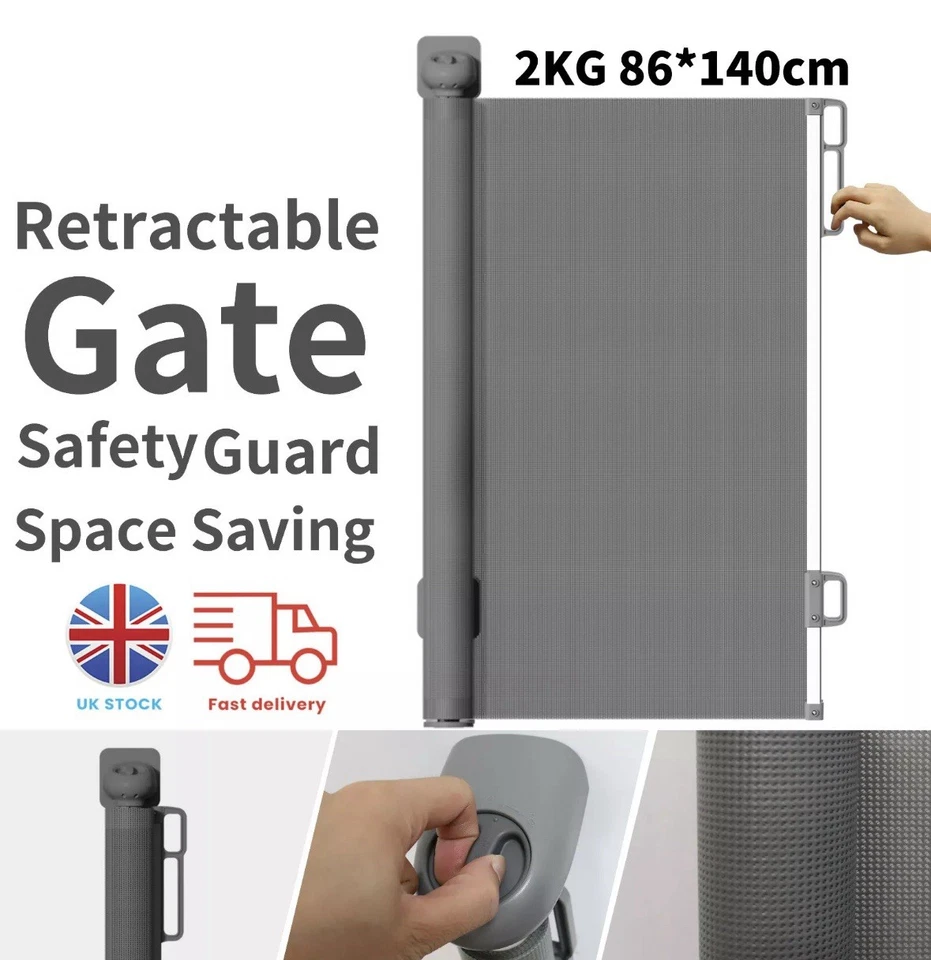 AMAS-BEAUTY Retractable Pet Dog Gate Safety Guard Folding Baby Toddler Stair Gates Isolation