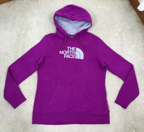 NORTH FACE Women Half Dome Pullover Long-Sleeve Hoody Size L Magenta Purple/Grey - Picture 1 of 13
