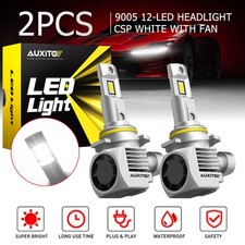 AUXITO Q16 9005 HB3 12LED Headlight Bulb High Low Beam 6000K White 12000RPM FAN