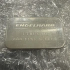 Vintage 1 oz Engelhard .999 Fine Silver Bar - Smooth Back No Serial Number