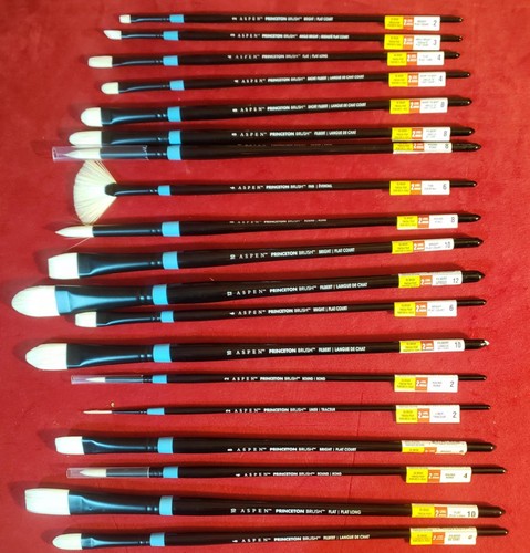Princeton Aspen Long Handle Oil Paint Brushes - Lot Of 19 Brand New Fast Shippin