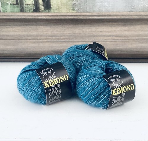 Kimono de Hilo Grignasco Lote de 3 Bolas Lana Mohair Cinta 50g Verde azulado italiano - Imagen 8 de 8