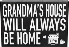 JennyGems Grandma’s House Will Always Be Home Wooden Sign, Grandma Wall Décor