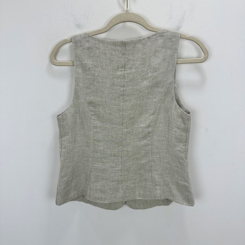 J.Crew Scoopneck Linen Vest Tailored Classic Front Cropped Flax Beige US 0 NWT - Picture 7 of 10